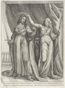 Justitia から表彰されたイングランド王チャールズ 1 世 作： Wenceslaus Hollar