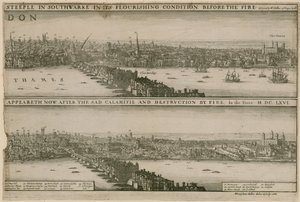 ロンドン、大火の前後 作： Wenceslaus Hollar