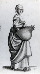 市場から戻ってきたメイド、1640 作： Wenceslaus Hollar
