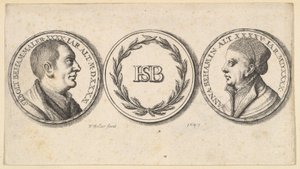 セバルドベハムとアンナベハムの肖像画が描かれたメダリオン、1647年。 作： Wenceslaus Hollar