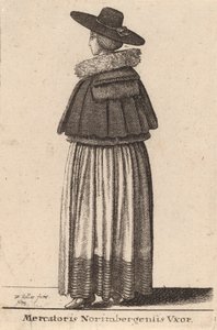 ニュルンベルク商人の妻、1643年。 作： Wenceslaus Hollar