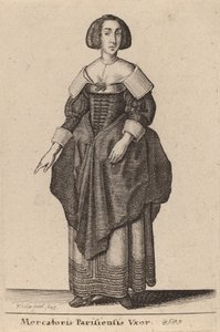 パリ商人の妻、1643年。 作： Wenceslaus Hollar