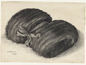 リボンで飾られた毛皮のマフ マフス（シリーズタイトル） 作： Wenceslaus Hollar