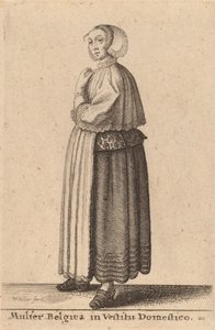 国内のドレスを着たベルギー人女性。 作： Wenceslaus Hollar