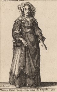 Mulier Calabra、Vulgo、ナポリのフォレタナ。 作： Wenceslaus Hollar