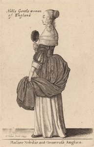 高貴で寛大な英国人女性、1643年。 作： Wenceslaus Hollar