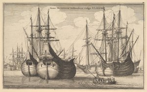Mercantoriæオランダ船、一般的にはオランダのフレイターまたはフルート、1647年。 作： Wenceslaus Hollar