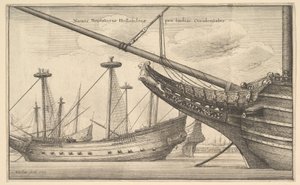 商船は、1647年にオランダ領西インド諸島のオランダ領東インド人を航行しました。 作： Wenceslaus Hollar