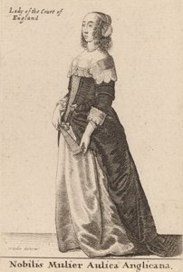 英国宮廷の貴婦人、1643年。 作： Wenceslaus Hollar