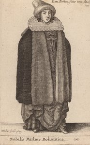 高貴なボヘミアの女性、1649年。 作： Wenceslaus Hollar