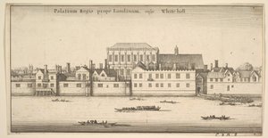 ロンドン近郊の宮殿、一般にホワイトホールの王宮、ホワイトホール、ロンドン、ca。 1647年。 作： Wenceslaus Hollar