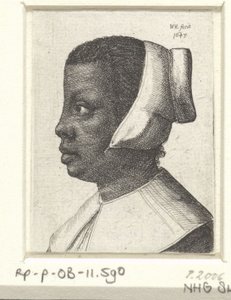 若い黒人女性の肖像 作： Wenceslaus Hollar