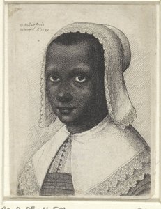 若い黒人女性の肖像、1645 作： Wenceslaus Hollar