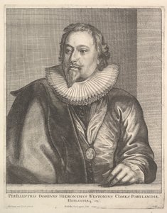 リチャードウェストン、ポートランド伯爵、1645年。 作： Wenceslaus Hollar