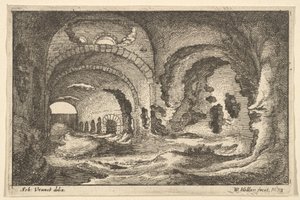 1673年、チボリのローマ時代の遺跡。 作： Wenceslaus Hollar