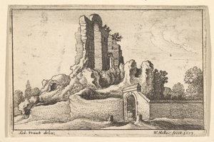 1673年、ローマのエスキリーナの丘の廃墟と門。