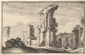 セントクロアデエルサレムの遺跡、17世紀。 作： Wenceslaus Hollar