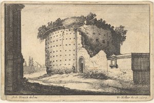 丸い建物の遺跡、1673年。 作： Wenceslaus Hollar