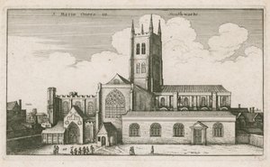 St Mary Overies、サザーク、ロンドン; 1647年付けの図面 作： Wenceslaus Hollar