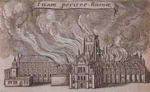 セント ポール大聖堂、ロンドン、火事、1666 年 作： Wenceslaus Hollar