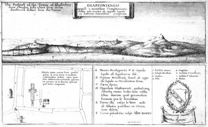 グラストンベリーの町の展望、17世紀後半 作： Wenceslaus Hollar