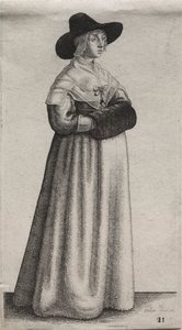 貴族から田舎の女性までのイギリス人女性のいくつかの習慣...、1640年。 作： Wenceslaus Hollar