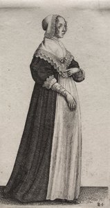 貴族から田舎の女性まで、英国の女性のいくつかの習慣：ハイネッククロスの女性 作： Wenceslaus Hollar