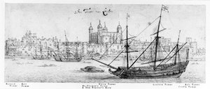 ロンドン塔、c.1637-41（ペンとインク、グラファイトと紙のトイレ）