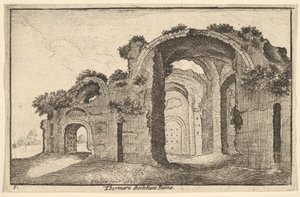 ディオルクレティアヌス浴場のテルマルディオクレティアーニ遺跡、1651年。 作： Wenceslaus Hollar