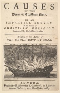 タイトル ページ: キリスト教信仰の衰退の原因、1667 年。 作： Wenceslaus Hollar