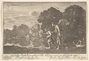 トビアスと天使、1644-52。 作： Wenceslaus Hollar