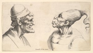 デフォルメされた2つの頭、1625-77年。 作： Wenceslaus Hollar