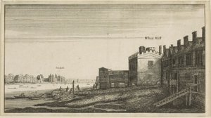 ホワイトホール階段の川からのランベス宮殿の眺め 作： Wenceslaus Hollar