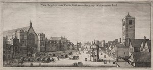 ロンドンの景色: ウェストミンスター ホールのあるニュー パレス ヤードとクロック ハウス 作： Wenceslaus Hollar