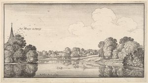 オルベリー、サリー、1645年近くの田園地帯の景色。 作： Wenceslaus Hollar