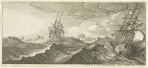 波の谷の軍艦 作： Wenceslaus Hollar
