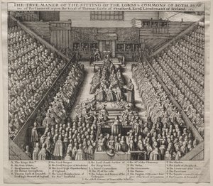 ウェストミンスター ホール、インテリア、ストラフォード伯爵の裁判 作： Wenceslaus Hollar