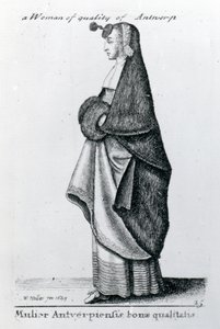 アントワープ出身の品質の女、1643 作： Wenceslaus Hollar