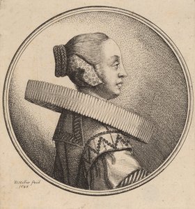 横顔にラフのある女性、1643年。 作： Wenceslaus Hollar