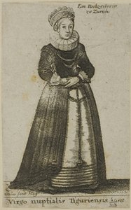 ウェディングドレスを着たチューリッヒの女性 作： Wenceslaus Hollar