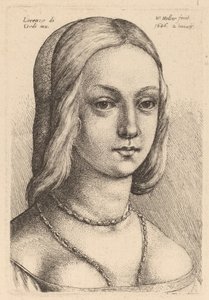右を向いている女性の頭 作： Wenceslaus Hollar after Lorenzo di Credi