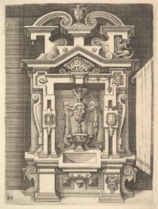 1598年Dietterlins ArchitecturaのLavabo、Plate 85のデザイン。 作： Wendel Dietterlin the Elder