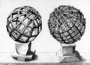 Perspective illustration, two spheres, engraving from Perspectiva Corporum Regularium, by Wentzel Jamnitzer (1508-1585), Nuremberg   1462150   ja       japanese Successfully Translated  Original: Illustration by Dinet from Mirages Scenes of Arab life. 1906 作： Wenzel I Jamnitzer