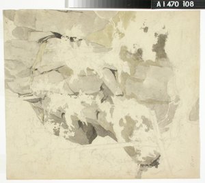 森の回廊、切り立った岩壁、木々 作： Werner Holmberg