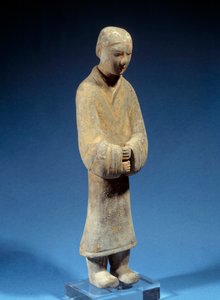 中国美術。漢時代の埋葬用テラコッタ（アンティキテ）。パリ、セルヌスキ美術館（Musee Cernuschi 作： Western Han Dynasty Chinese School