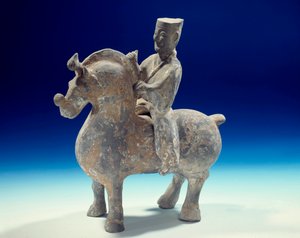 中国美術：騎手像（紀元前206年～紀元220年）、漢時代パリ市立セルヌスキ美術館 作： Western Han Dynasty Chinese School