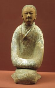 かかとの上に座る女性、紀元前206年～紀元後8年 作： Western Han Dynasty Chinese School