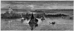 19世紀、ヴェネツィアから海を見渡す。 作： Whymper