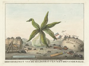 フランスの税関に関する漫画、1813-1814 セラーとディレクターの会議（オブジェクトのタイトル） 作： Wijnand Esser