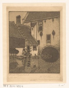 Oud-Beijerland の市庁舎の背面ファサード Oud-Beierland の運河 (原題) 作： Wijnand Otto Jan Nieuwenkamp (signed by artist)